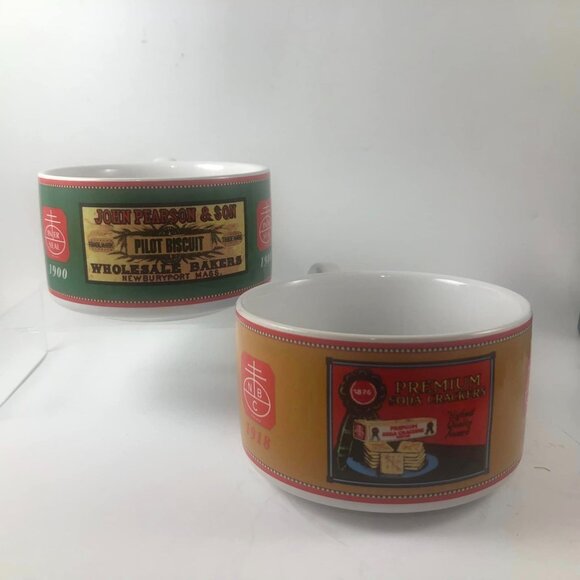 Vintage Nabisco Cracker Advertising Soup Mugs Set Of 2 Bowls with Handles - Picture 3 of 5